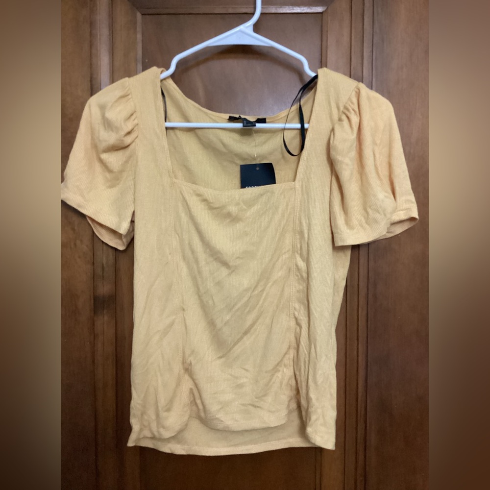 Forever 21 yellow square neckline shirt